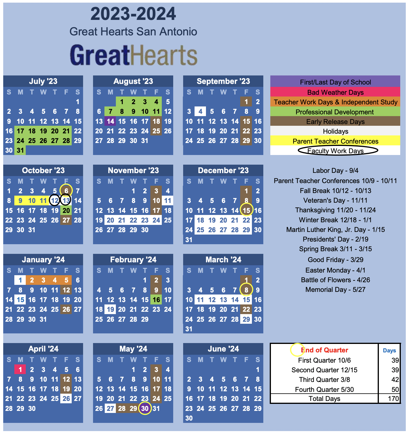 Calendar Great Hearts Texas